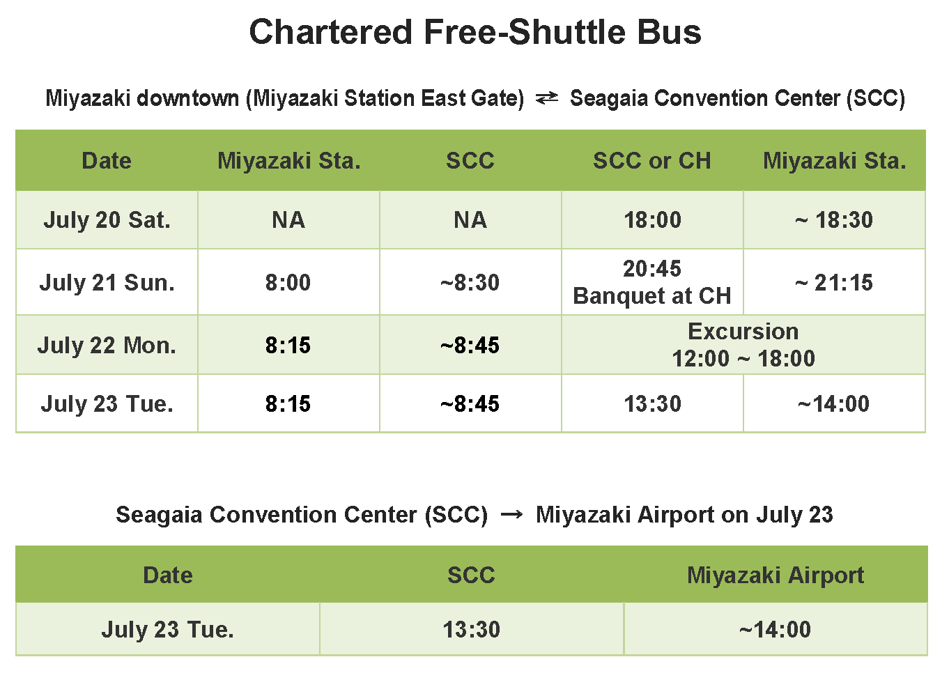 Bus schedule - APAC SILICIDE 2019